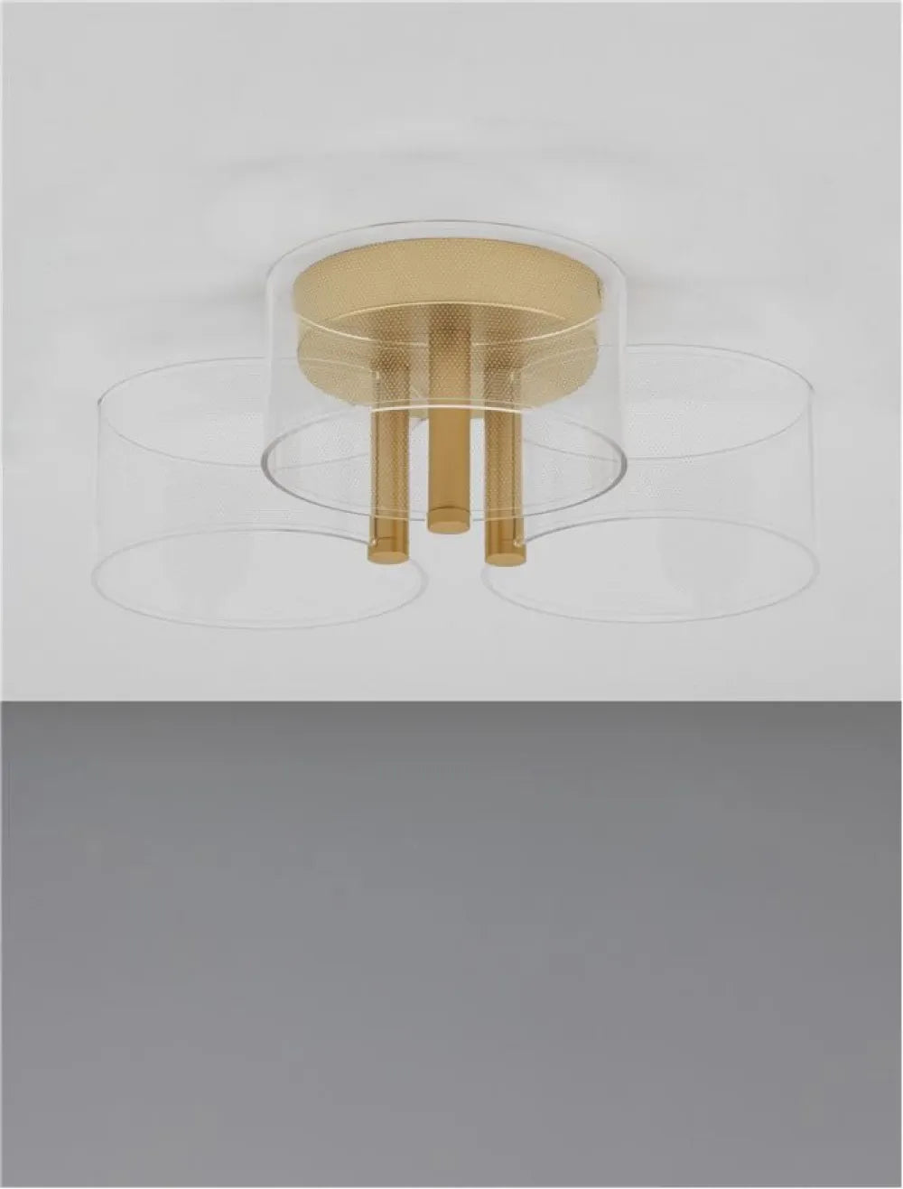 Plafoniera structura din Metal Auriu si abajur din Acrilic Transparent H15.2xL44cm IP20 20W 950lm 3000k GATLIN