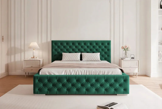 Pat 200 x 200 tapitat cu Catifea Magic velvet Verde smarald Lora