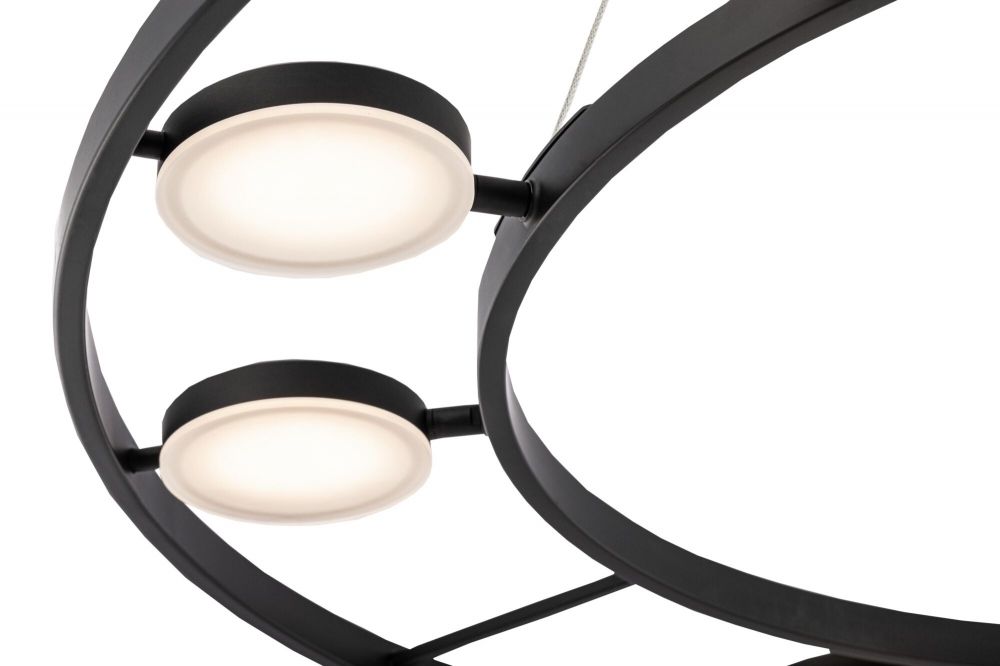 Lustra rotunda cu inaltime reglabila din Metal Negru cu LED  D80xH150cm Fad