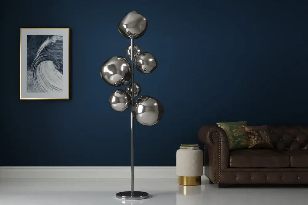 Lampa de podea din Metal Negru si Sticla Fumuriu L50xH168cm LIQUID DIAMOND