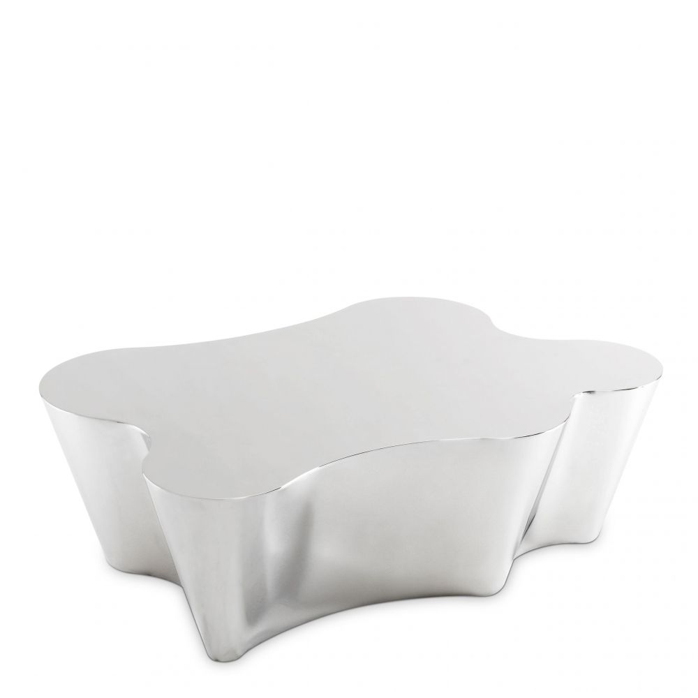 Masuta de cafea Asimetrica din Otel inoxidabil Argintiu L116xH38cm Sceptre