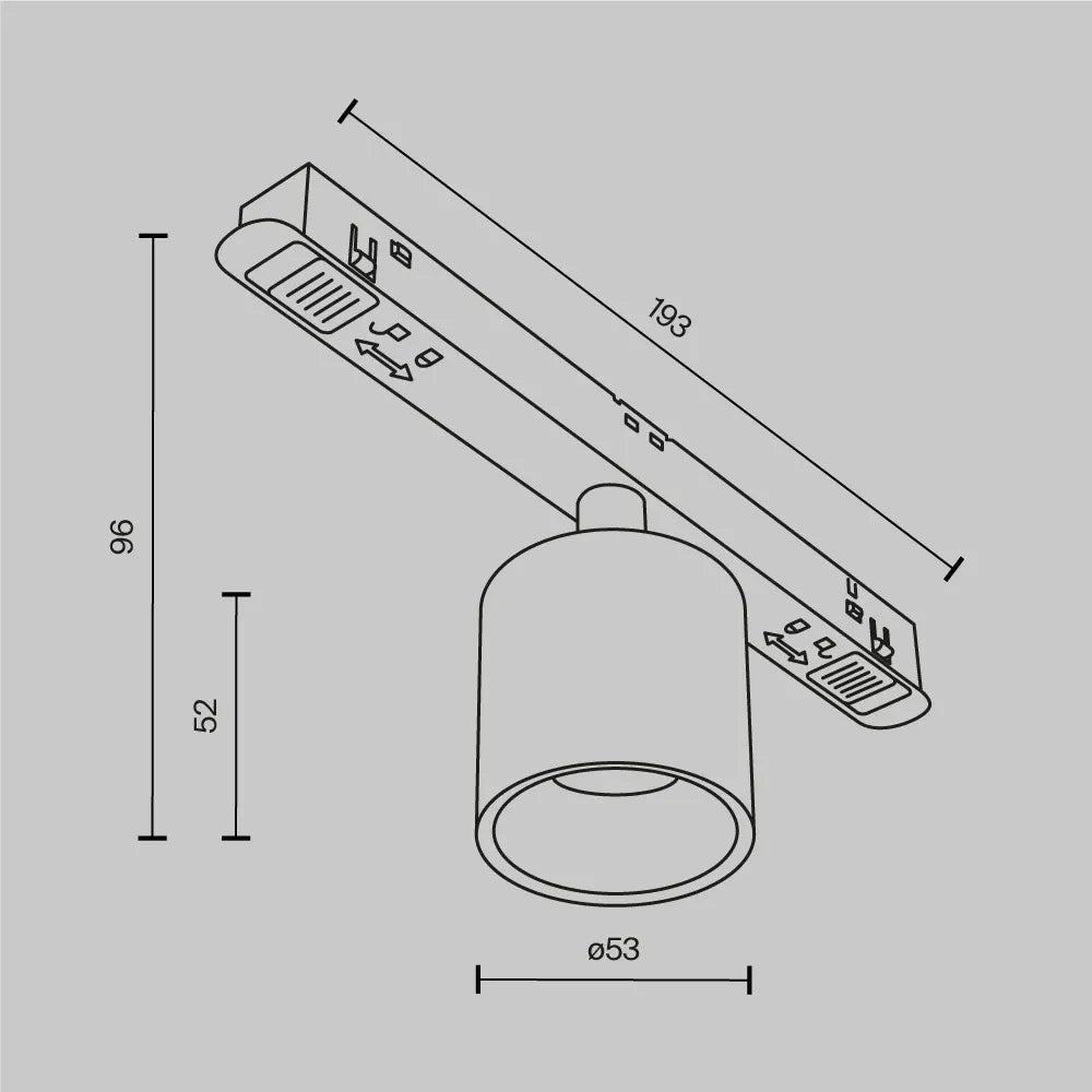 Spot pentru sina Exility din Aluminiu Negru H9.6xL19.3cm 7W 330lm 3000k Alfa S