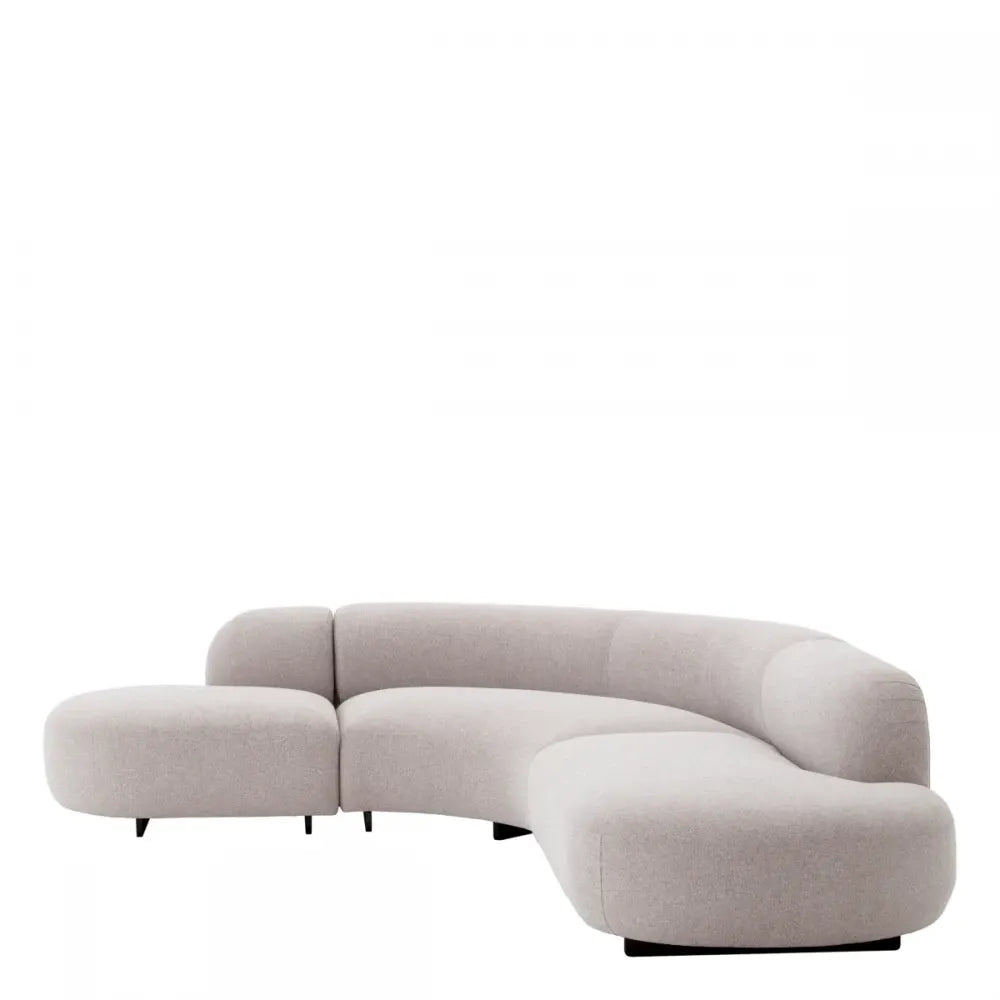 Coltar de exterior din Metal Negru si Stofa Gri H70xL300cm Bjorn L Eichholtz