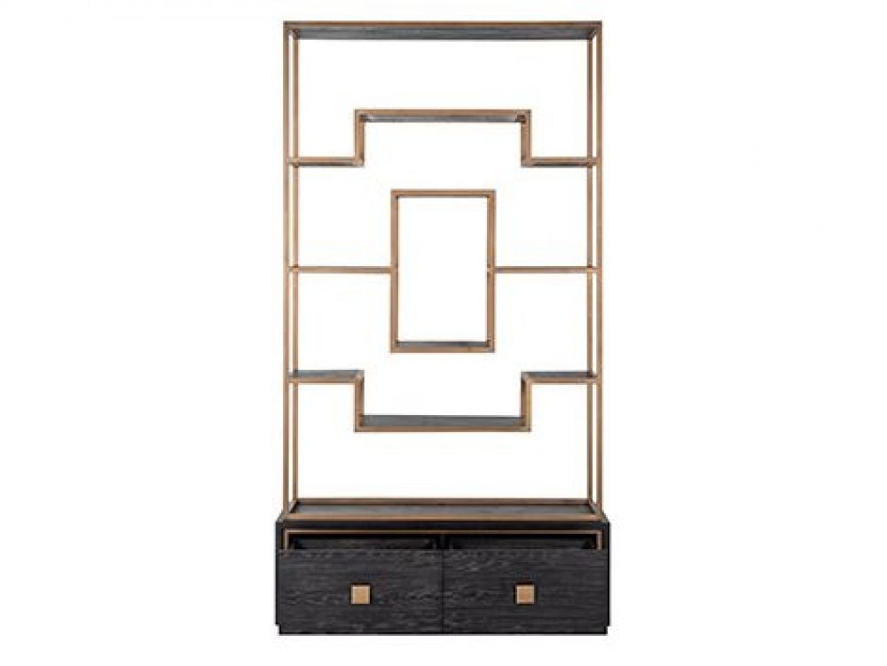 Raft din Lemn masiv de stejar si Metal Negru/Auriu L120xH222cm Hunter Richmond Interiors