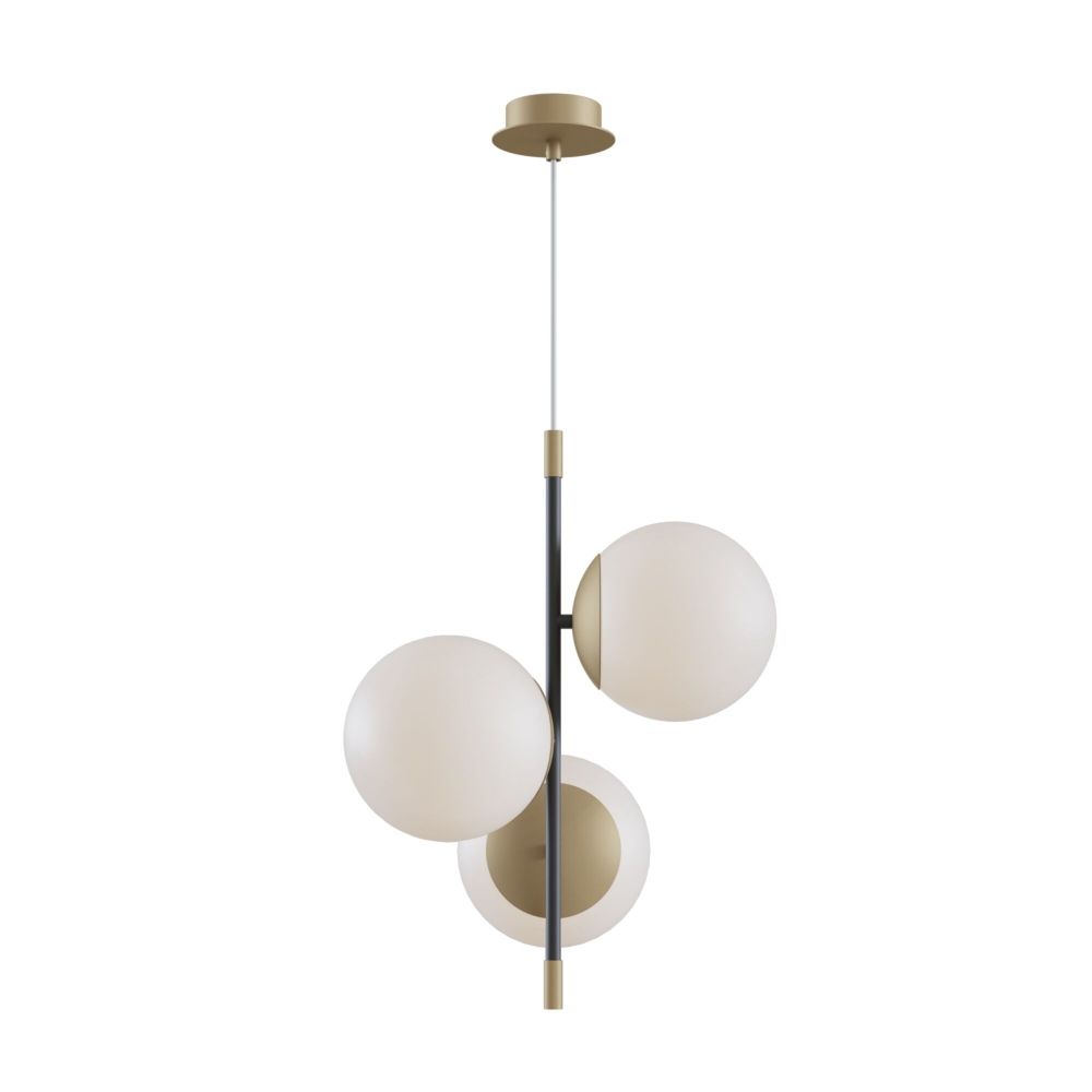 Pendul cu inaltime reglabila din Sticla Alb cu 3 becuri D34xH150cm Nostalgia
