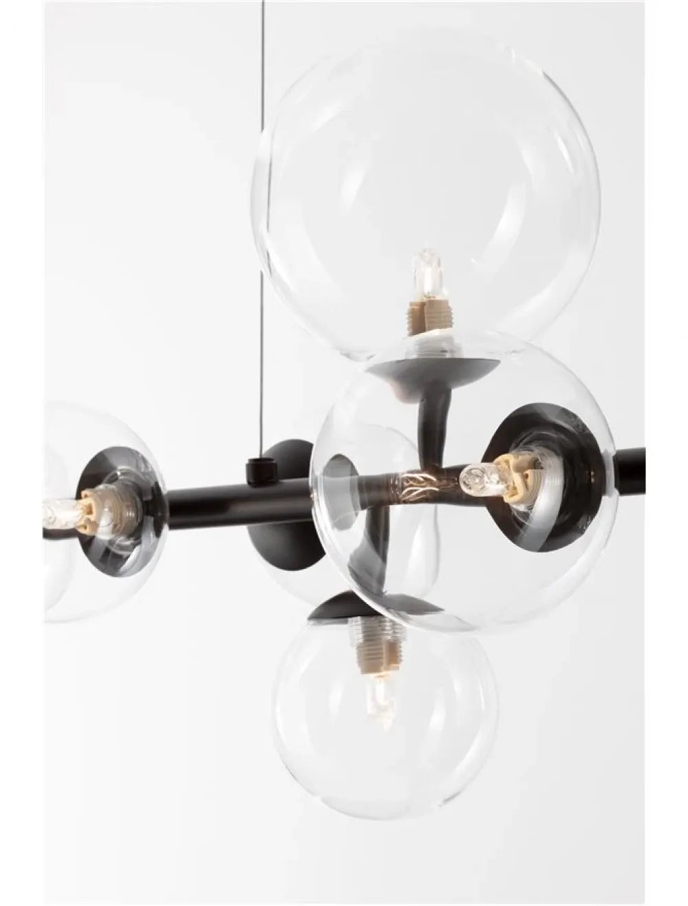 Lustra structura din Metal Negru si abajur din Sticla Transparent H120xL65cm IP20 ODILLIA