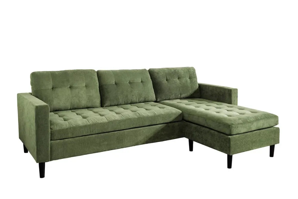 Coltar 3 locuri reversibil tapitat cu Catifea raiata Verde L220cm Stockholm