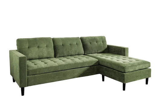 Coltar 3 locuri reversibil tapitat cu Catifea raiata Verde L220cm Stockholm