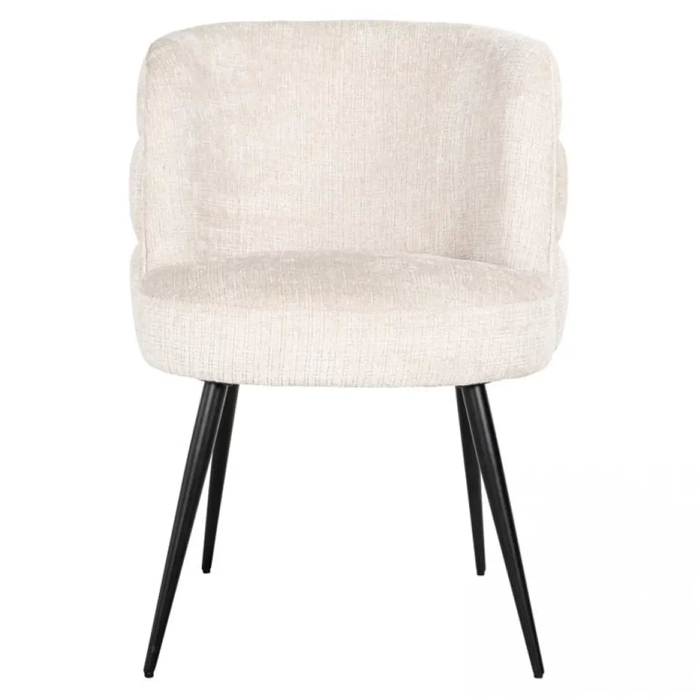 Scaun tapitat cu Chenille ignifug Bej cu picioare din Metal Negru H83xL63xA63cm Stella Richmond Interiors