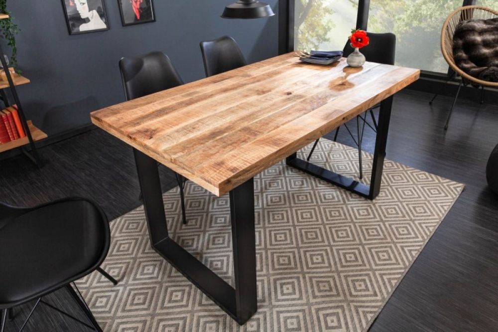 Masa dreptunghiulara din Lemn de mango Maro/Negru de 6 persoane L140x80cm Iron Craft
