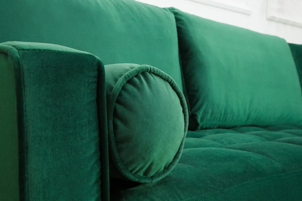 Coltar cu orientare reversibila tapitat cu Catifea Verde L260cm Cozy