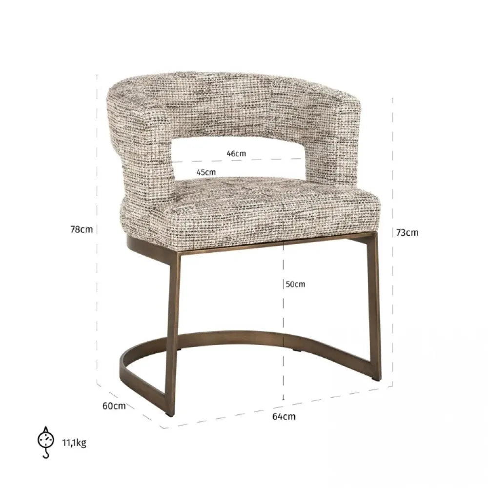 Scaun tapitat cu Stofa be trendy Bej cu picioare din Metal Alama H78xL64xA60cm Ellis Richmond interiors