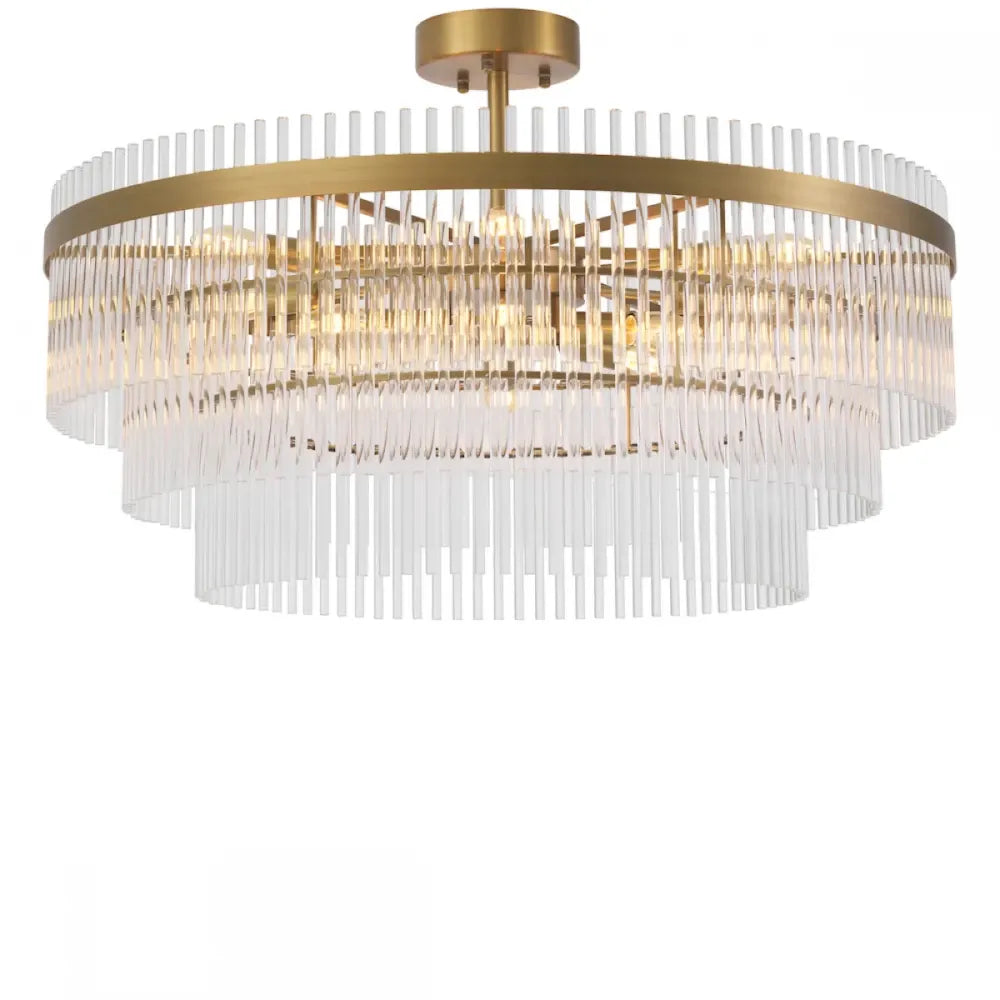 Plafoniera din Metal Alama si Sticla Transparent H38xD81cm East Eichholtz
