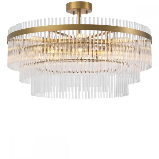 Plafoniera din Metal Alama si Sticla Transparent H38xD81cm East Eichholtz