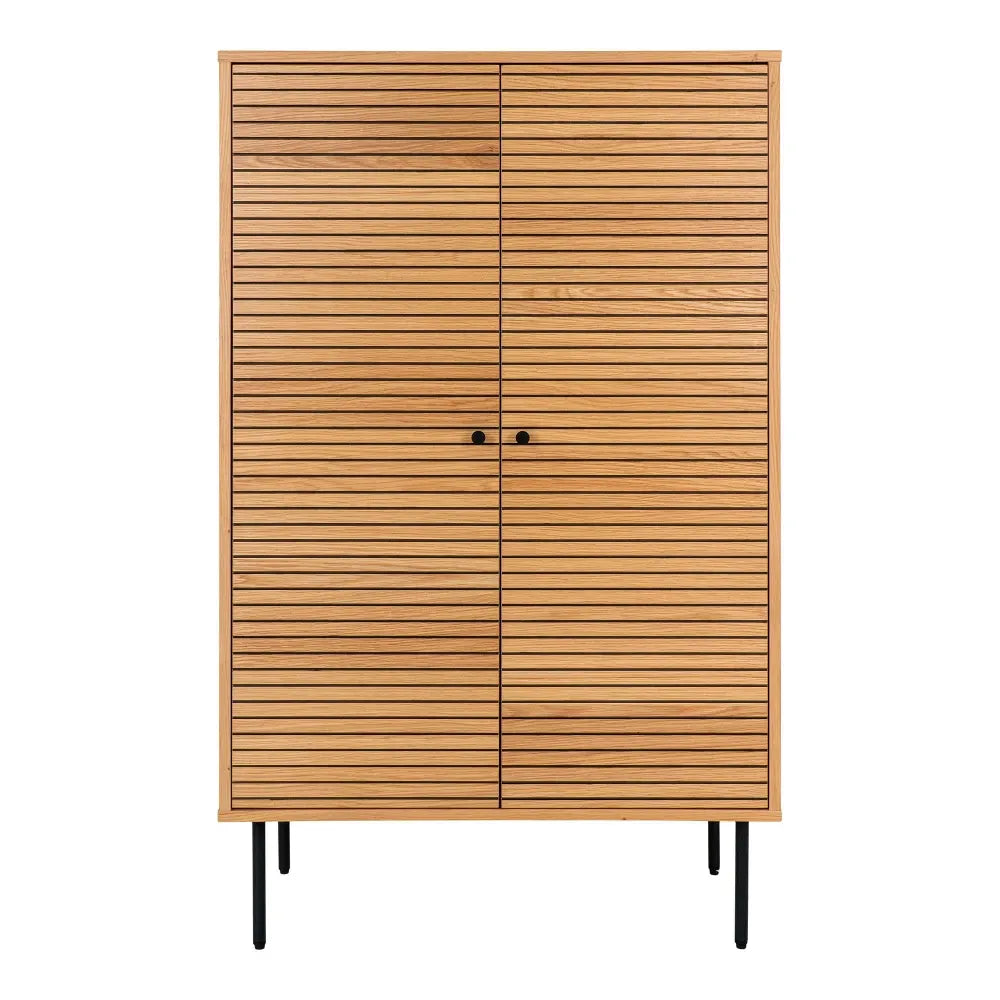 Dulap din Furnir de stejar/MDF Maro si Metal Negru L80xH130cm Kyoto