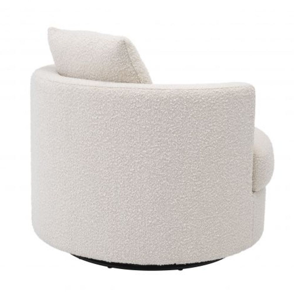 Fotoliu rotativ Felix Eichholtz tapitat cu Stofa Boucle Crem cu baza din Lemn Negru H70xL95xA95cm