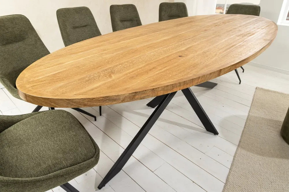 Masa ovala din Lemn de mango Maro si Metal Negru L240xH76cm Galaxie