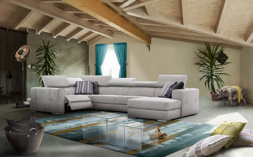 Coltar personalizabil in forma de U cu recliner L372cm Quartz