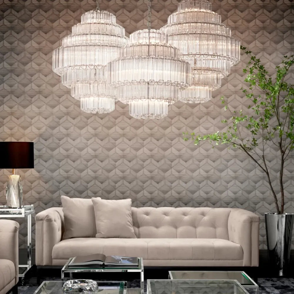 Candelabru din Metal Argintiu si Sticla Transparent H67xD66cm Vittoria S Eichholtz
