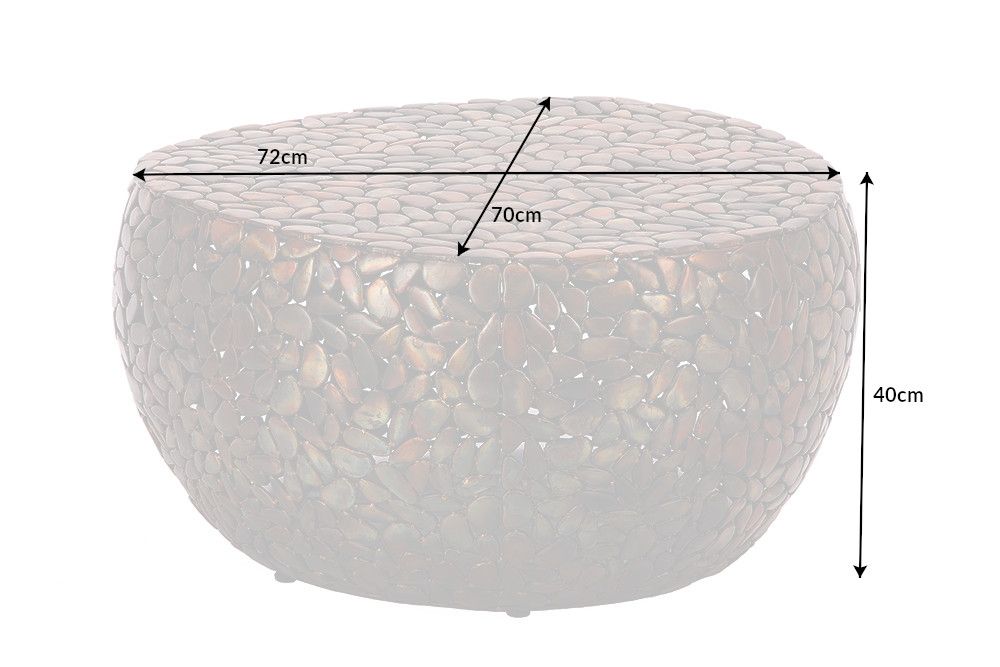Masuta de cafea Asimetrica din Metal si Metal Cupru/Cupru DxH40cm Stone Mosaic