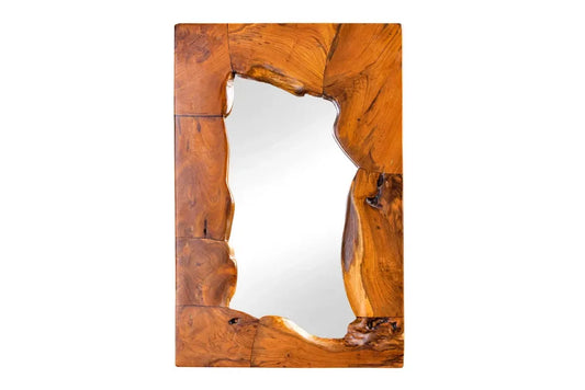 Oglinda cu rama din Lemn de tec Maro brown H90xL60cm Mosaic