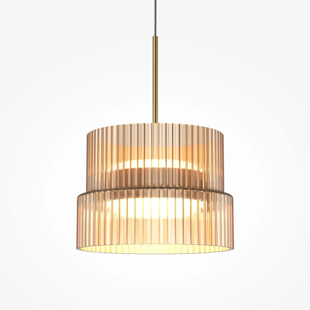 Pendul din Metal Bronz si Sticla Maro Cognac H334xD14.8cm Scala