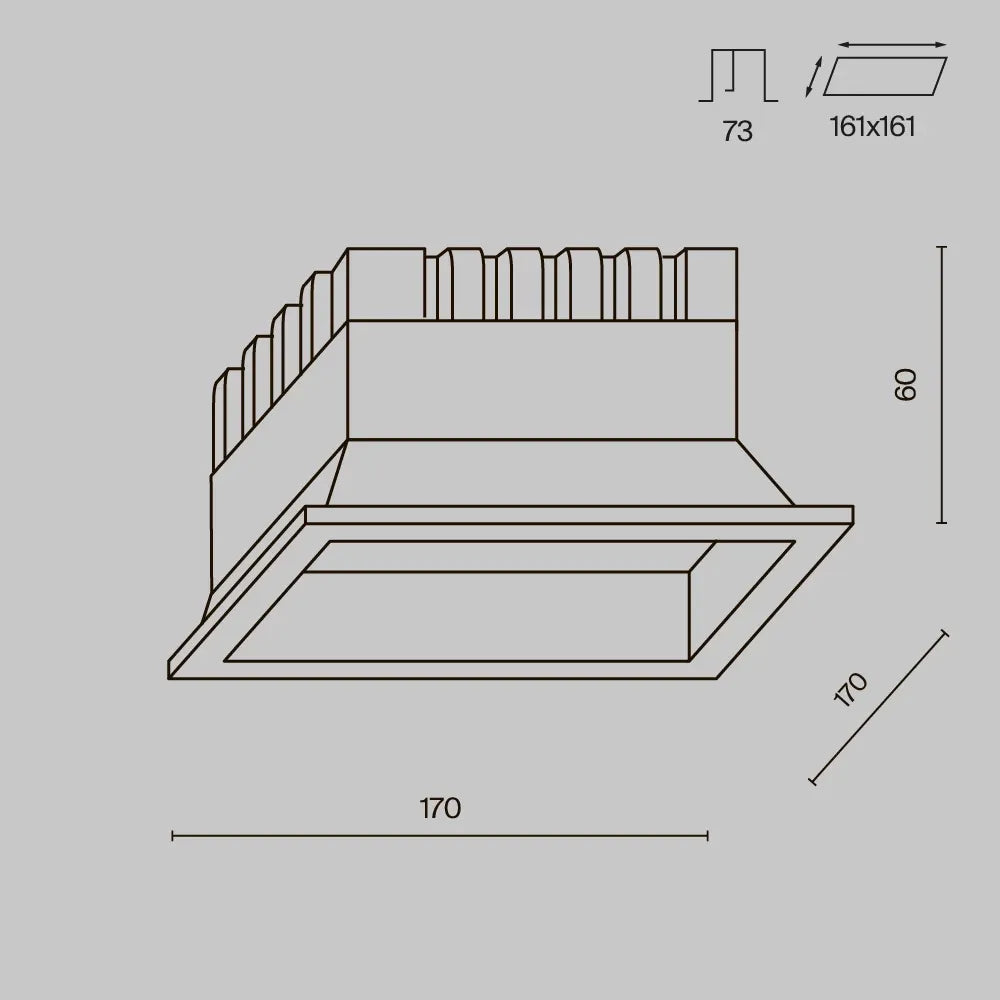 Spot incastrat din Aluminiu/plastic Alb H6xL17cm 24W Okno