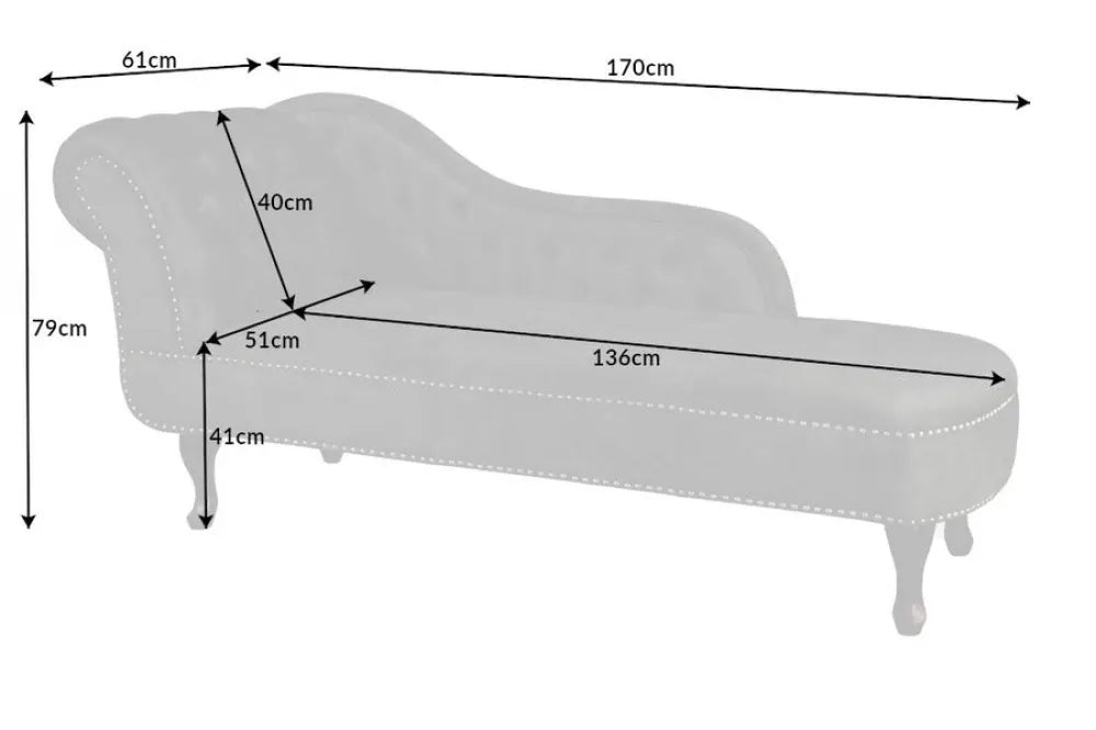 Sezlong tapitat cu Catifea Gri L170cm Chesterfield