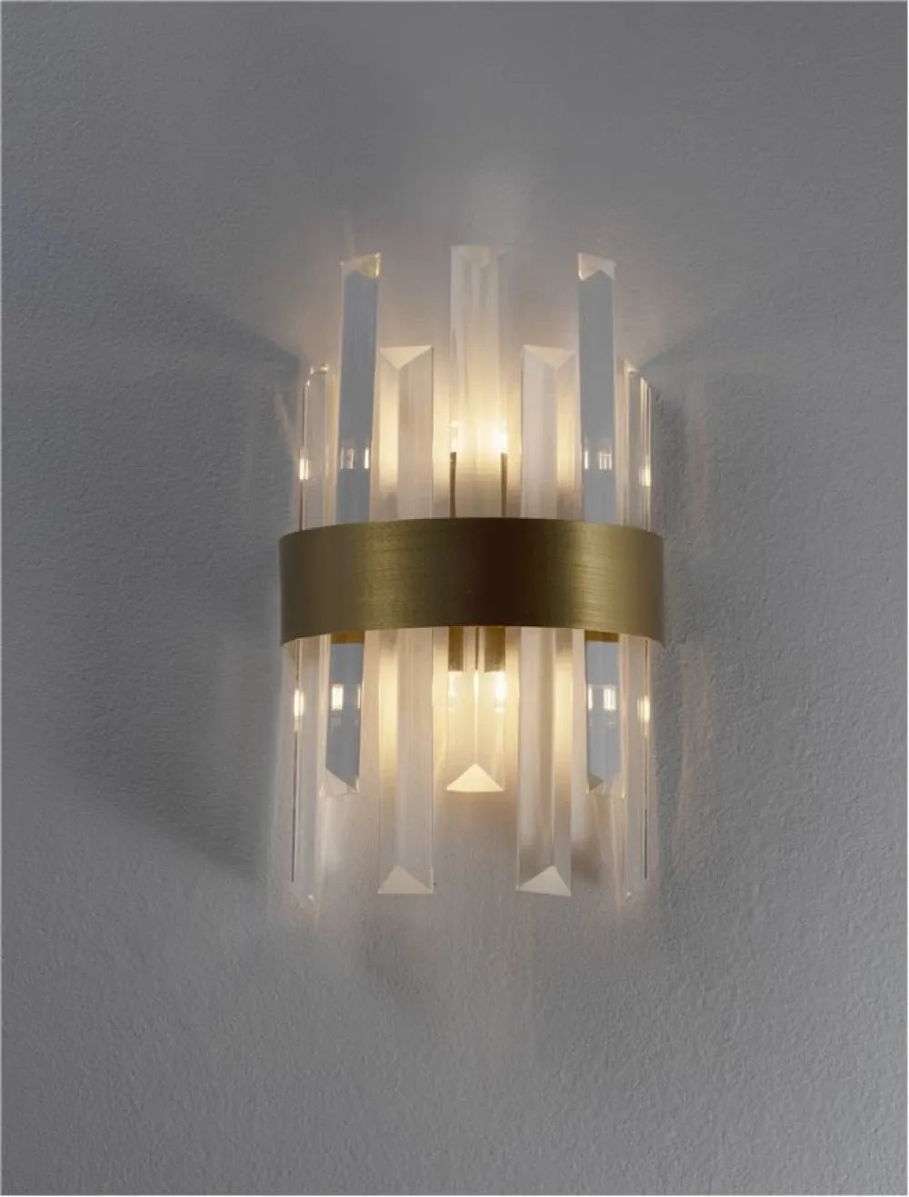 Aplica de perete structura din Metal Auriu si abajur din Cristal Transparent H30xL18cm IP20 CROWN