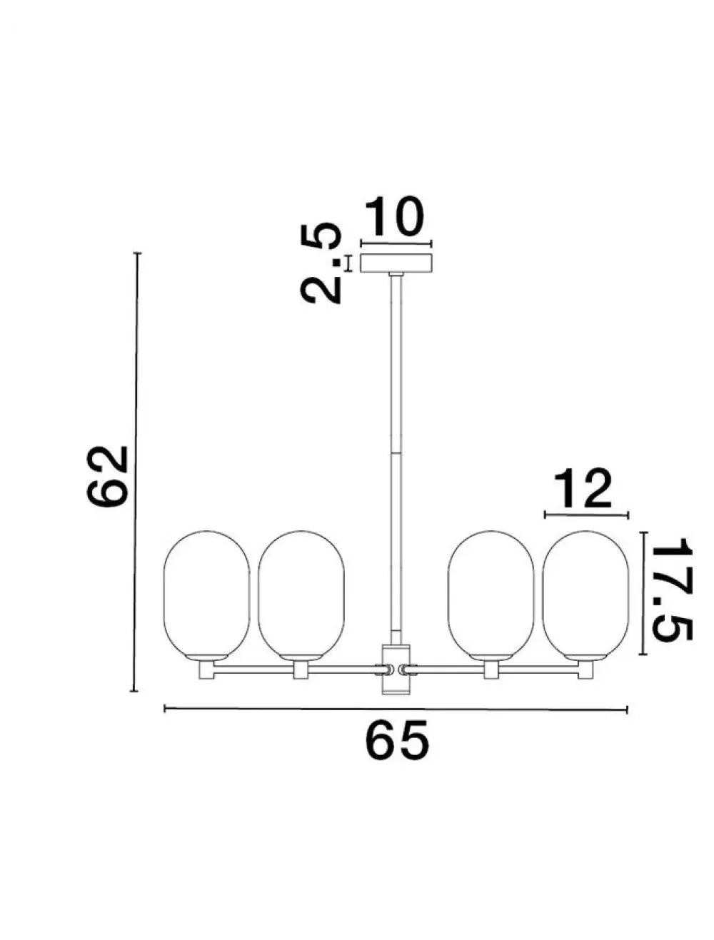 Lustra structura din Metal Auriu si abajur din Sticla Alb H62xL65cm IP20 BALOR