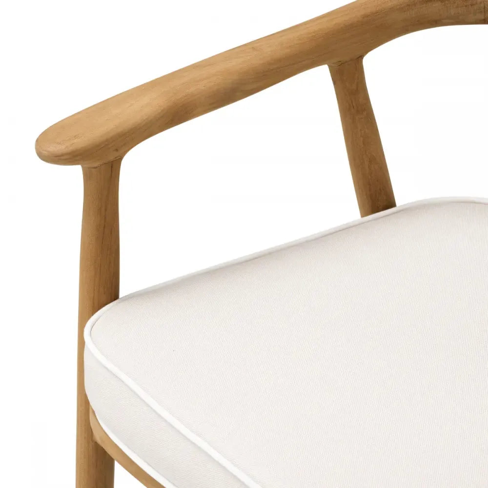 Scaun de exterior din Lemn de tec Maro si Stofa Alb H77.5xL58xA56cm Beale Eichholtz