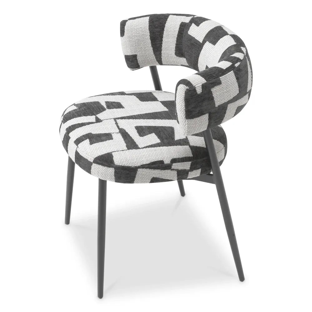 Scaun tapitat cu Stofa Negru/Alb L59xA56xH77cm Folsom Eichholtz