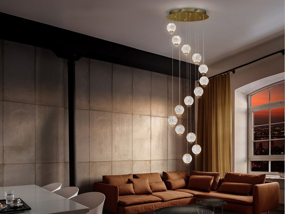 Lustra rotunda cu inaltime reglabila din Sticla Transparent cu LED D50xH300cm Austral