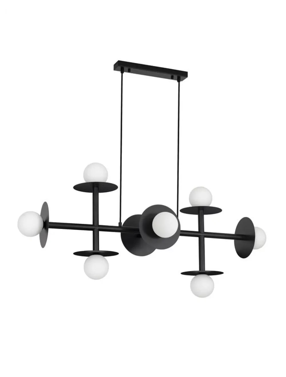 Lustra structura din Metal Negru si abajur din Sticla Alb H135xL109cm IP20 PIELO