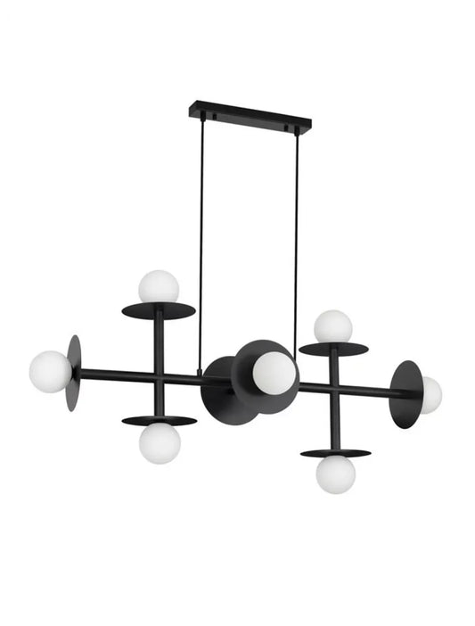 Lustra structura din Metal Negru si abajur din Sticla Alb H135xL109cm IP20 PIELO