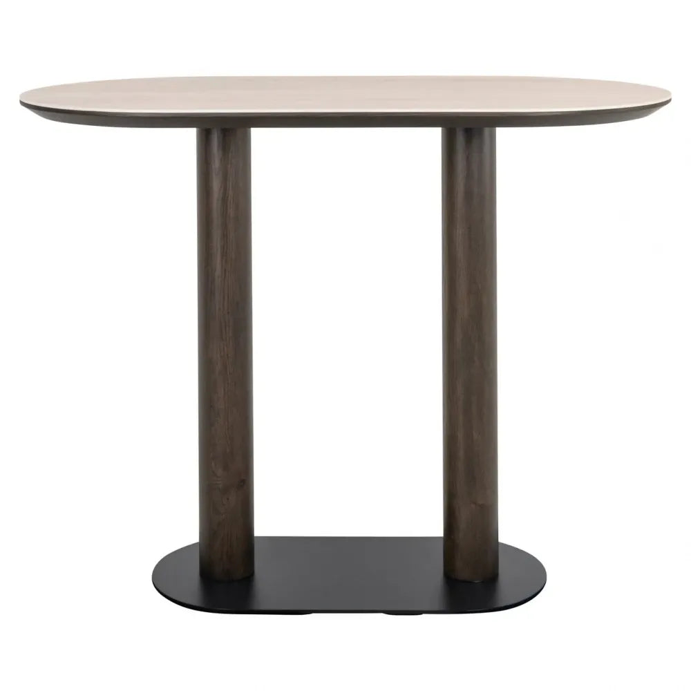 Masa de bar din Metal/Furnir de stejar Negru/Maro si Ceramica Bej L140xH105cm Ritz Richmond interiors