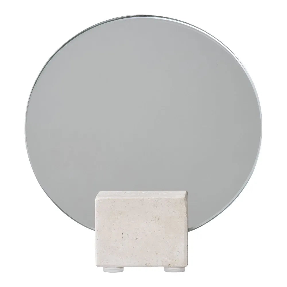 Oglinda de masa cu suport din Travertin bej 18x18cm Table