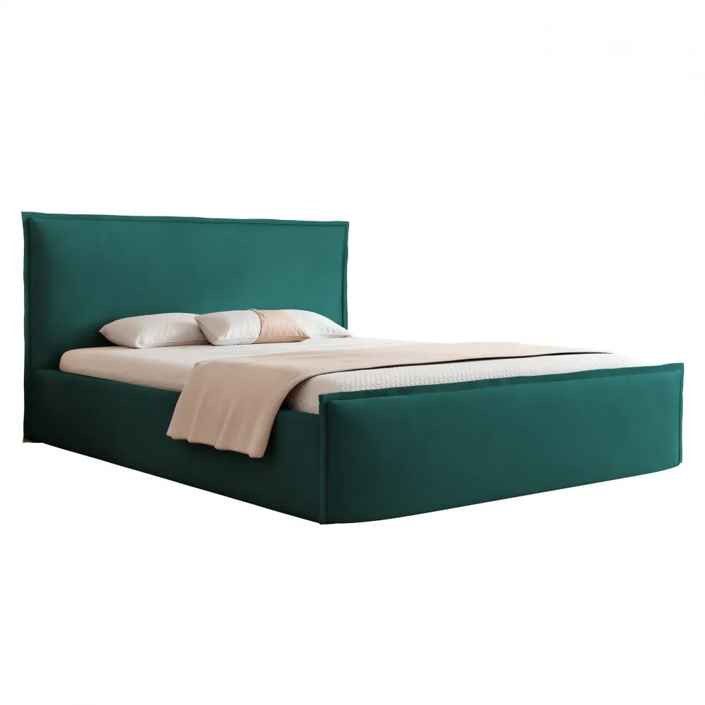 Pat 160 x 200 tapitat cu Catifea Dream velvet Verde smarald Oria