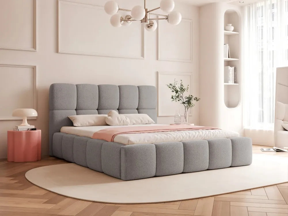 Pat 140 x 200 tapitat cu Stofa Loop Gri Livia