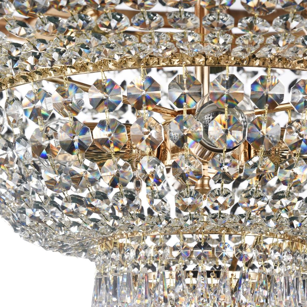 Candelabru Rotund din Metal si Cristal Auriu/Transparent Palace D80xH57cm