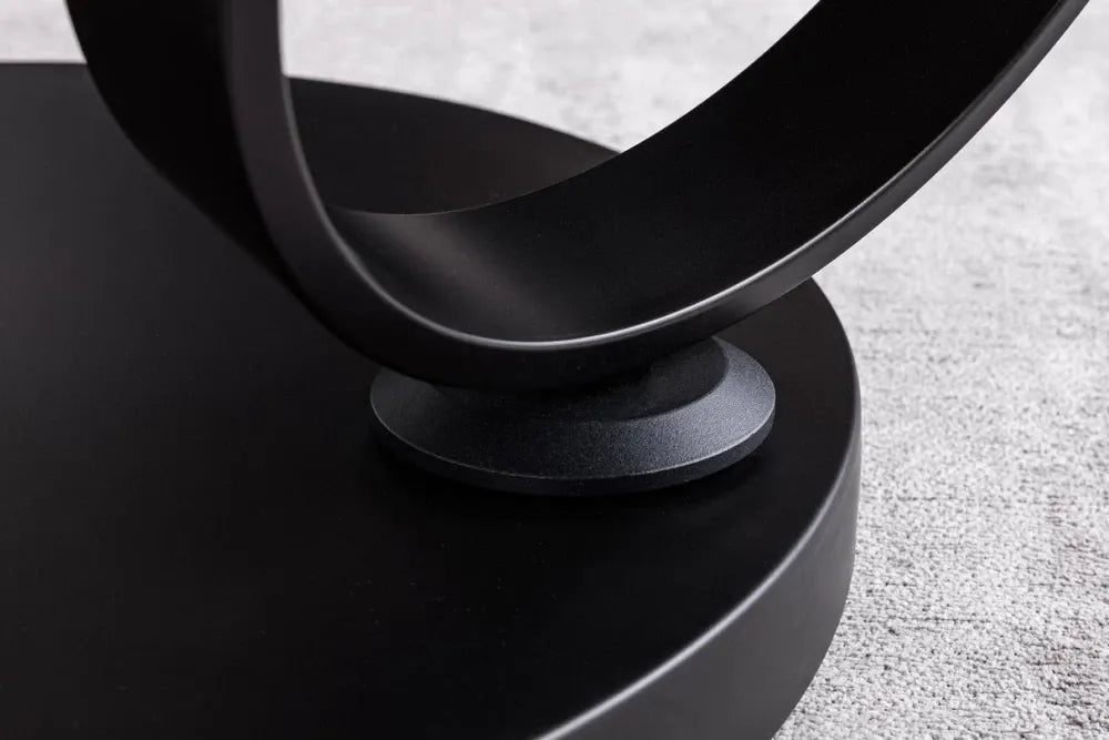 Masuta de cafea din Ceramica Alb si Metal Negru L135xH44cm Dancing Rings