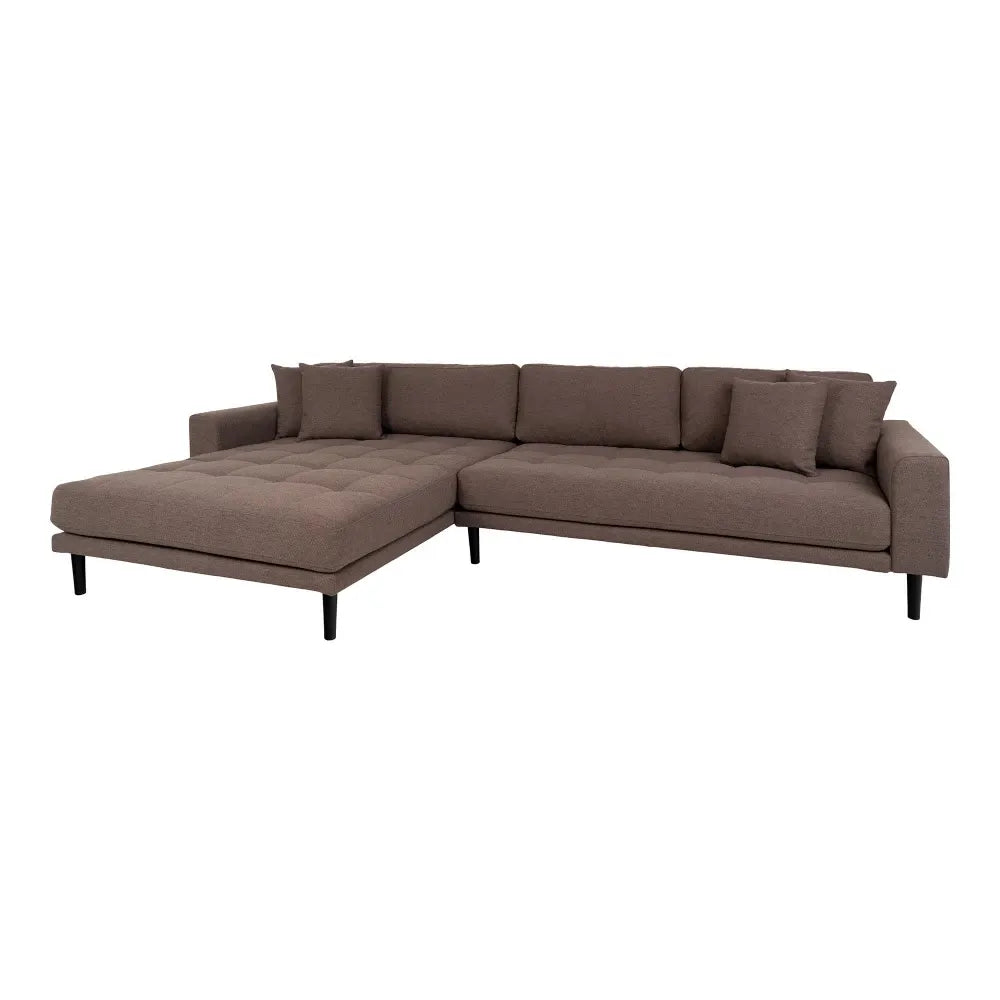 Coltar orientare stanga cu picioare din Lemn de fag negru tapitat cu Stofa Maro L290xH76cm Lido