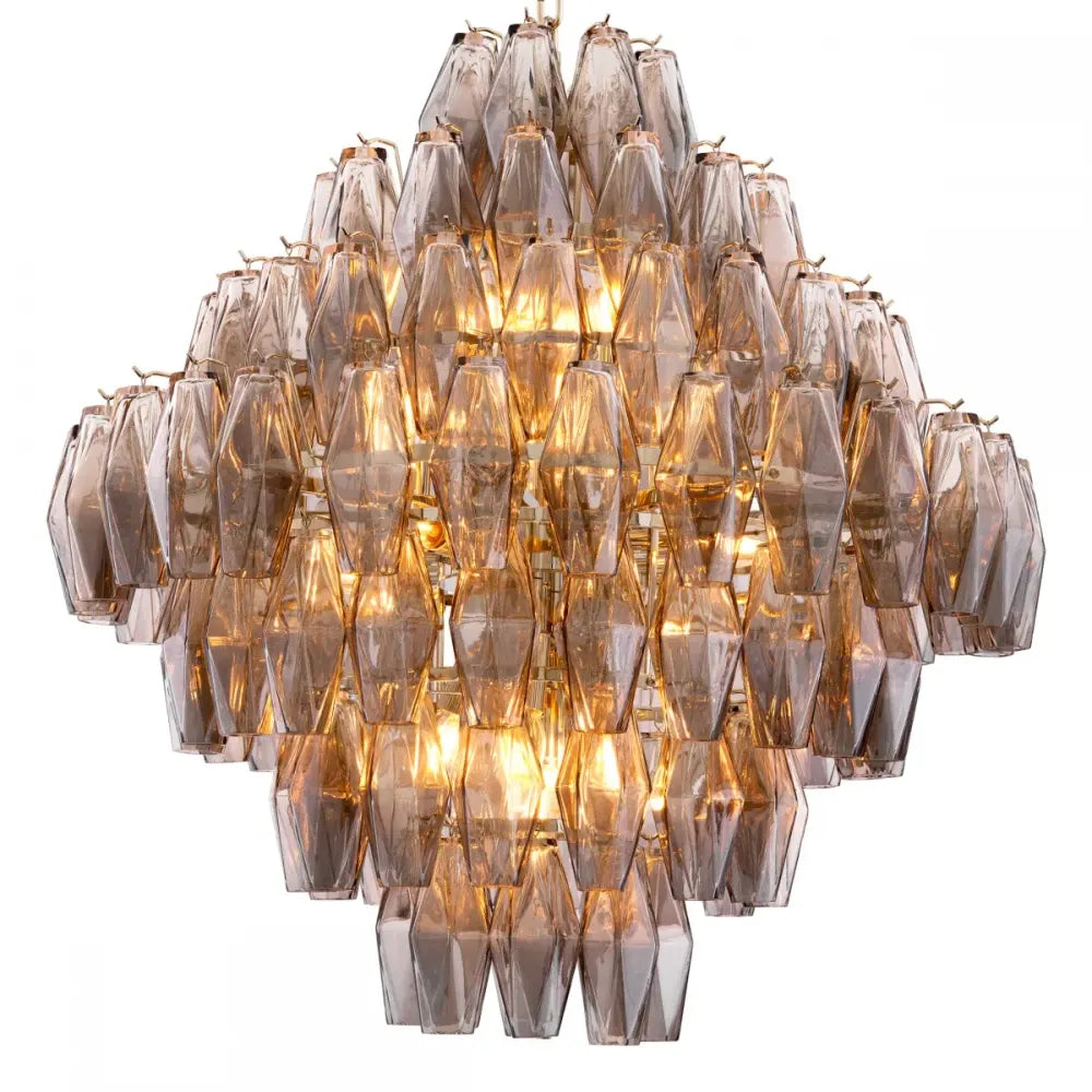 Candelabru din Metal Argintiu si Sticla Fumuriu H74xD65cm Benini L Eichholtz