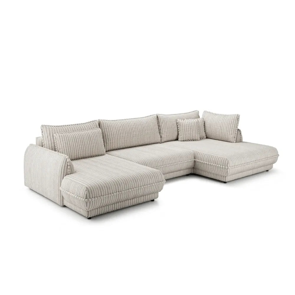 Coltar extensibil in forma de U cu spatiu depozitare din Corduroy Crem Mojave III