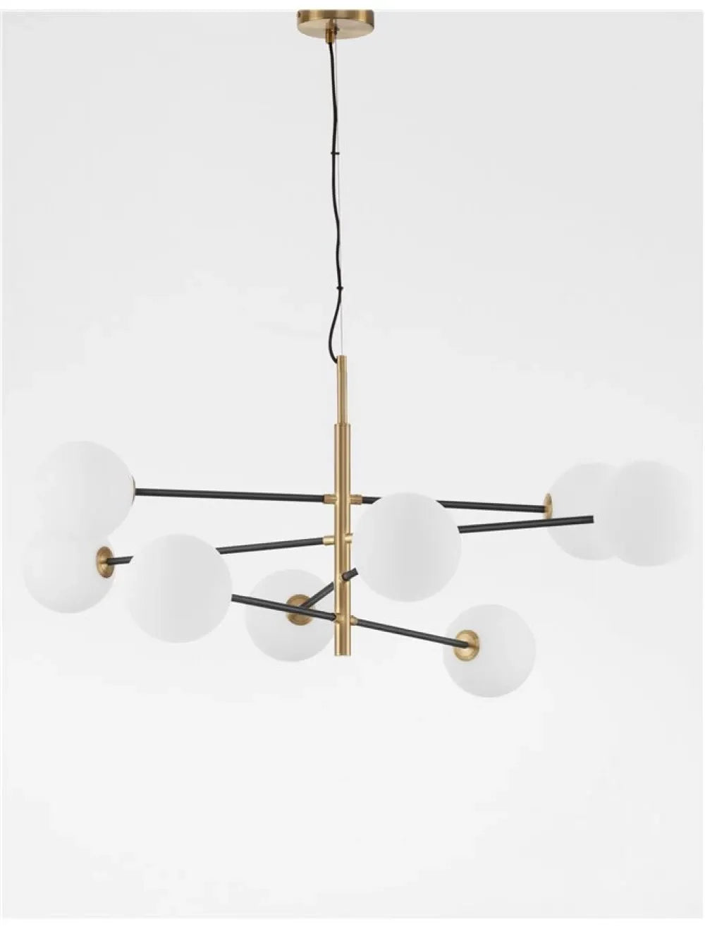 Lustra structura din Metal Negru/Auriu si abajur din Sticla Alb H145xL120cm IP20 VITRA