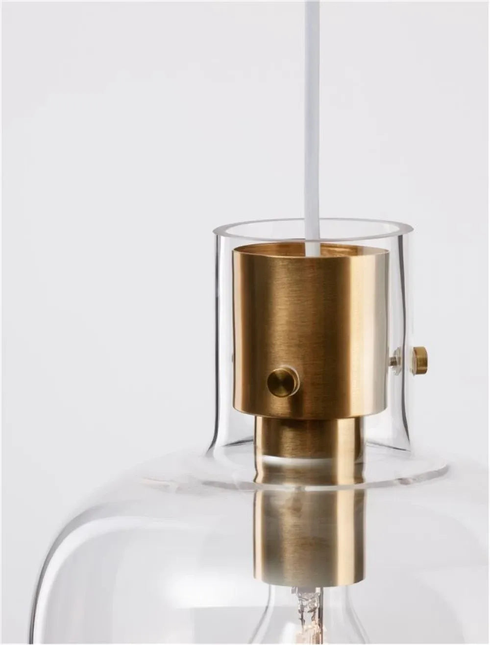 Pendul structura din Metal Alama si abajur din Sticla Transparent H228xL22cm IP20 CINZIA