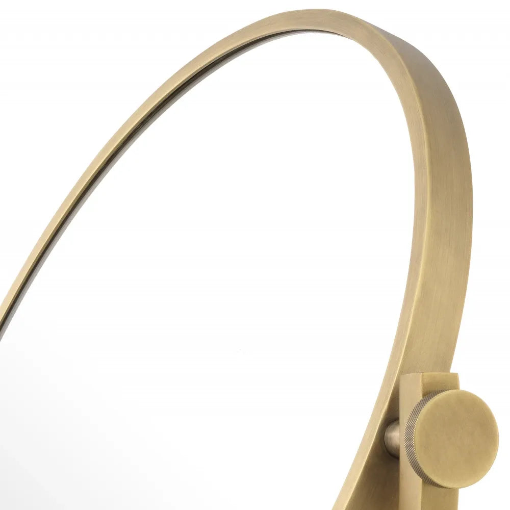 Oglinda de masa din Metal/Travertin Alama/Bej D40cm Briançon Eichholtz