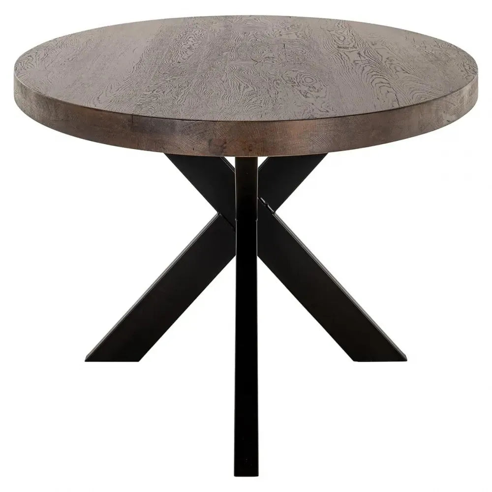 Masa ovala din Metal Negru si Lemn de stejar Maro H76xL235cm Watson