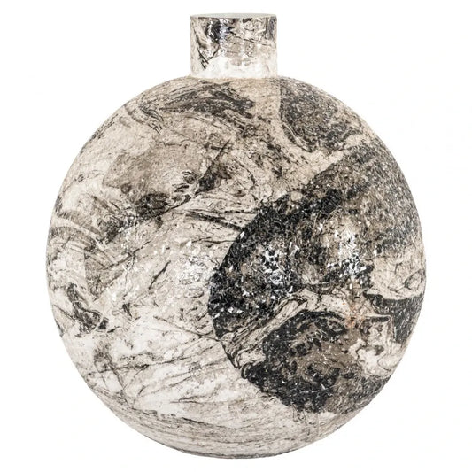 Vaza decorativa din Metal Negru/Alb D36xH40cm Delisha Richmond interiors