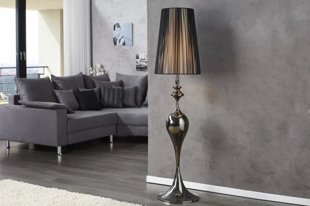 Lampa de podea din Metal Negru si Textil Negru H160xD40cm Lucie